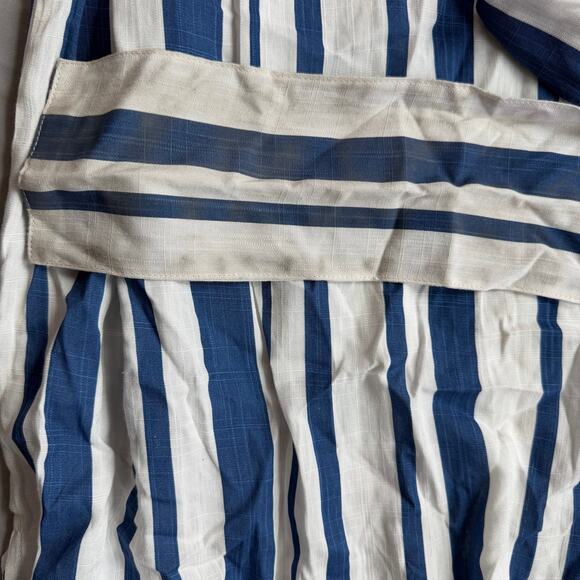 Umgee Blue White Stripe Shirt Dress Large Tie Waist Button Front Midi - Picture 9 of 9